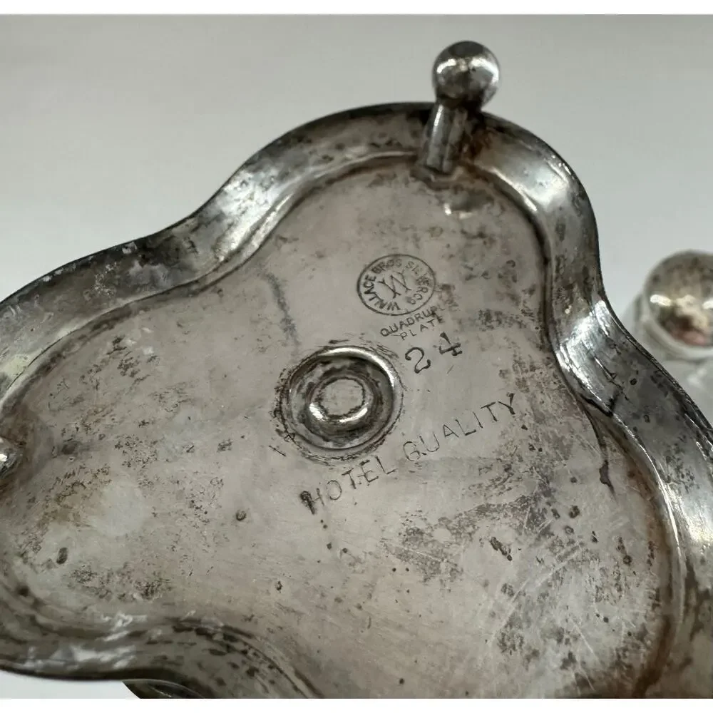 Vintage Wallace Bros Co Silver Plated Three Piece  Salt Pepper Shakers Set